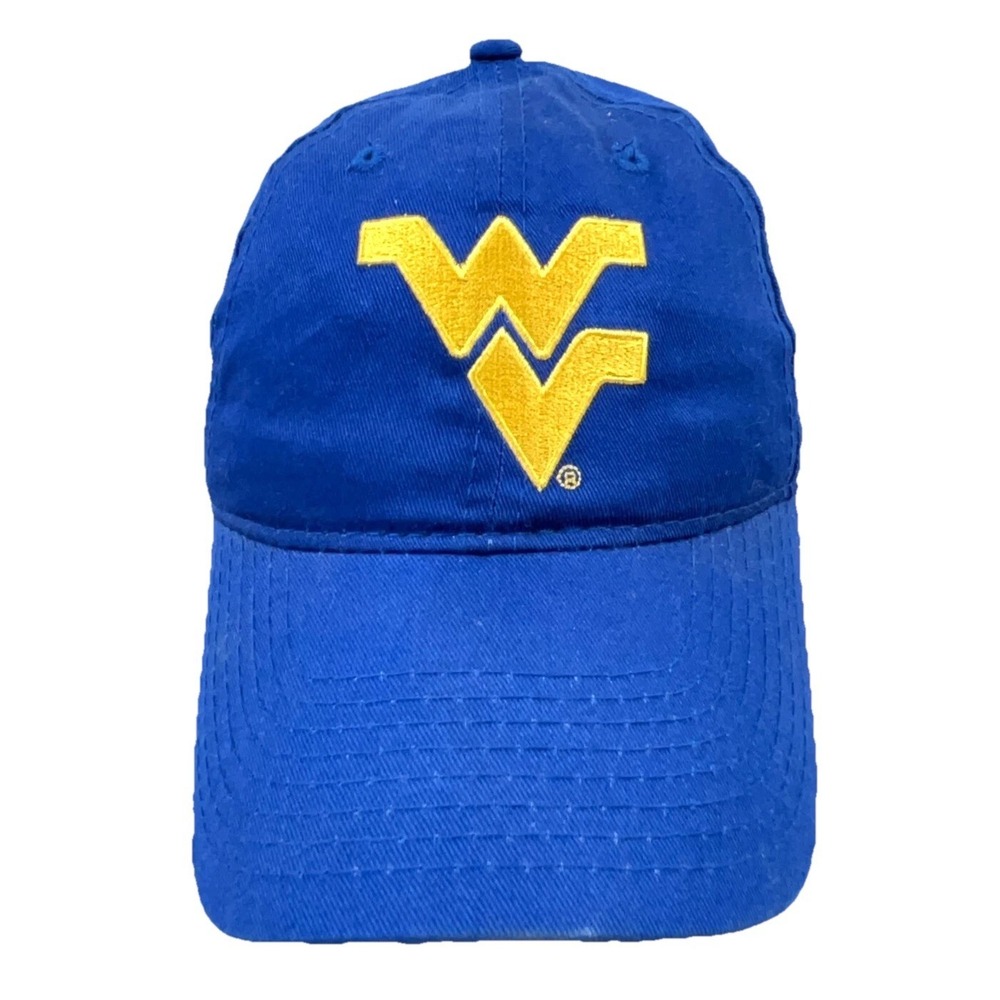 West Virginia Mountaineers Hat Cap Snap Back Blue Yellow Plain Logo Dad WVU EE *